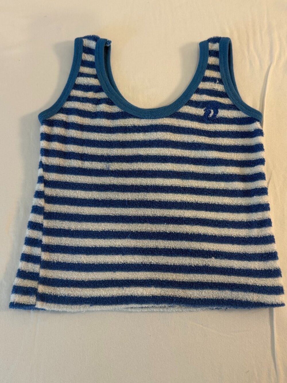 Hang Ten Girls Terry Cloth Tank Top Blue White Stripe